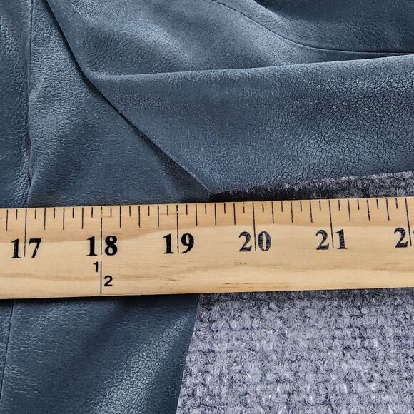 BLANKNYC Blazer Womens Small Green Vegan Faux Leather Double Breasted Pockets - Picture 5 of 16